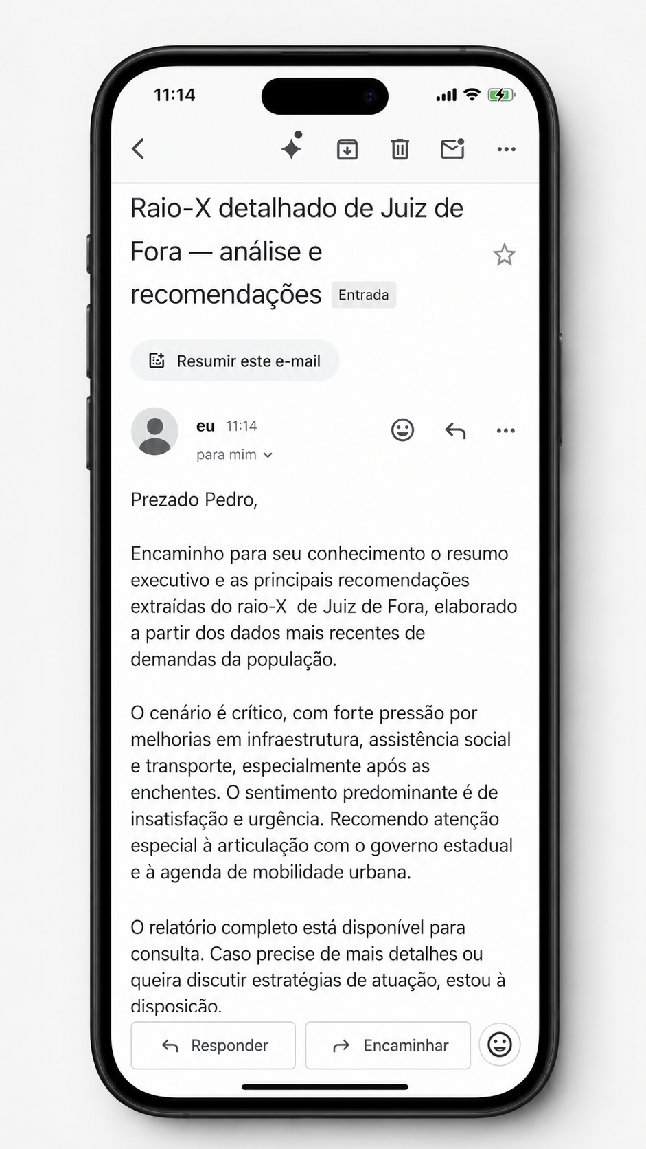 WhatsApp — email enviado para Pedro